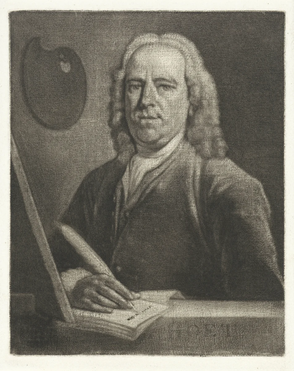 Portret van Gerard Hoet by Aert Schouman, print, 1768-1792