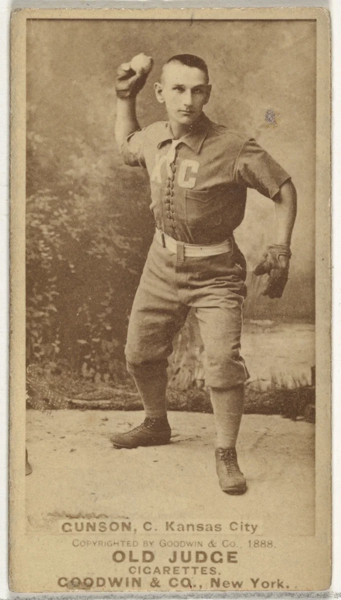 Joseph Brook "Joe" Gunson, Catcher, Kansas City Cowboys, from the Old Judge series (N172) for Old Judge Cigarettes by Goodwin & Company, photograph, 1888