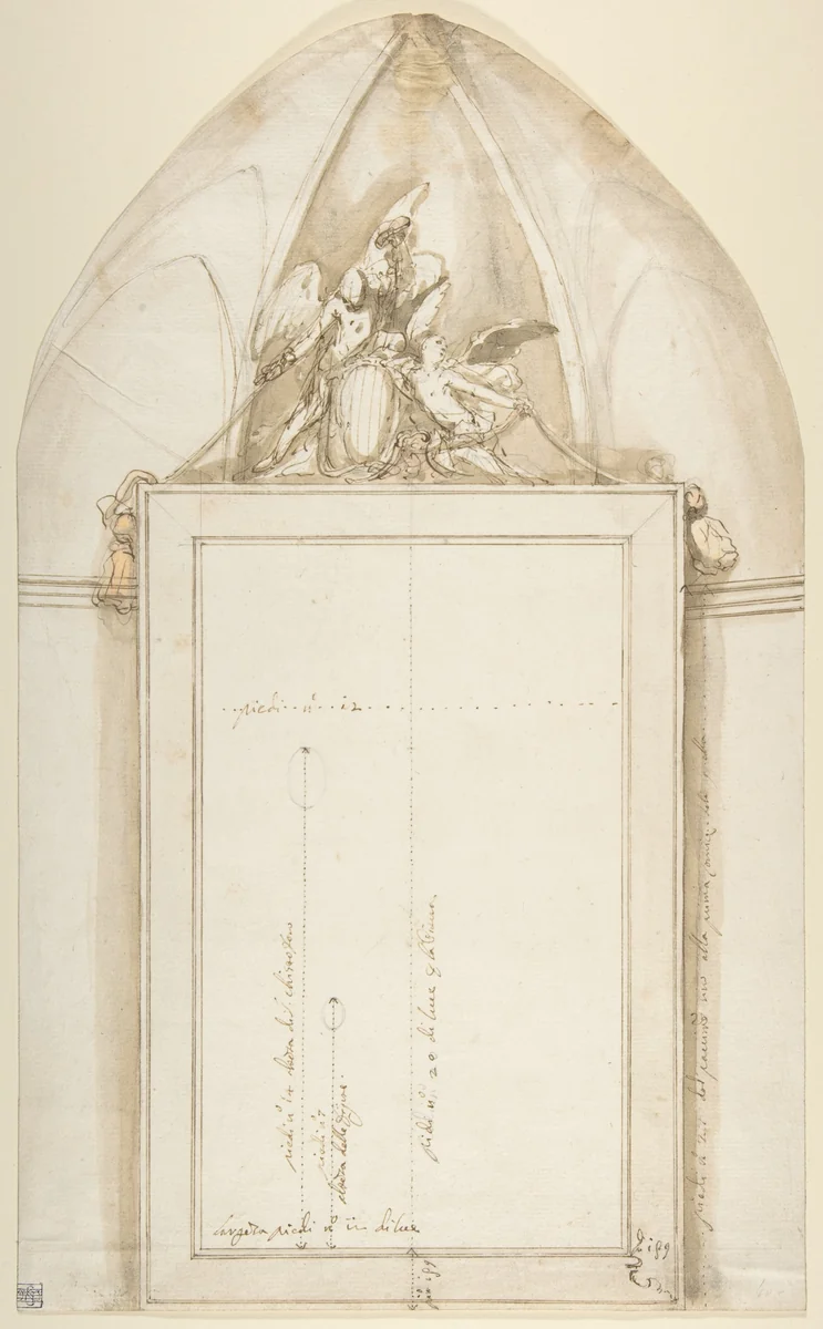 Frame for a Painting of Saint Christopher by anonymous, drawing, 1700-1800