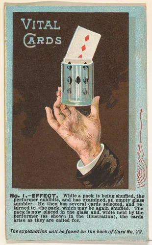 Number 1, Vital Cards, from the Tricks with Cards series (N138) issued by W. Duke, Sons & Co. to promote Honest Long Cut Tobacco by W. Duke, Sons & Co., print, 1887