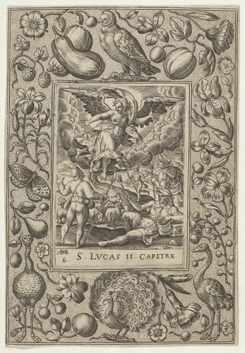 The Annunciation to the Shepherds by Abraham de Bruyn, print, 1580-1600