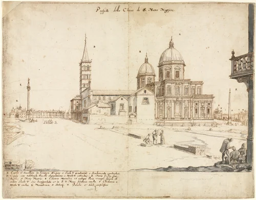 Eighteen Views of Rome: The Basilica of Santa Maria Maggiore by Lievin Cruyl, drawing, 1664