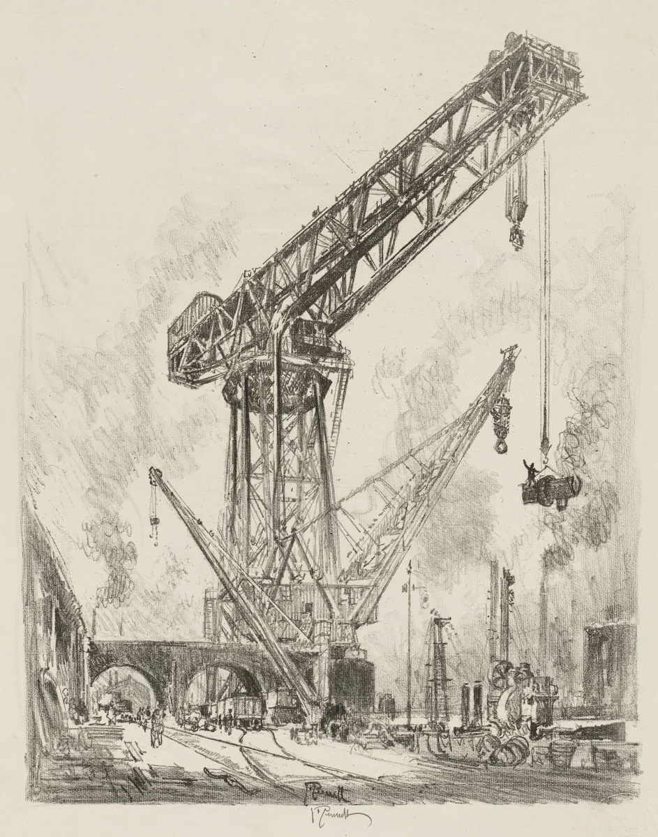English War Work: Made in Germany, The Great Crane by Joseph Pennell, print, 1916