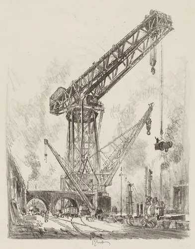 English War Work: Made in Germany, The Great Crane by Joseph Pennell, print, 1916