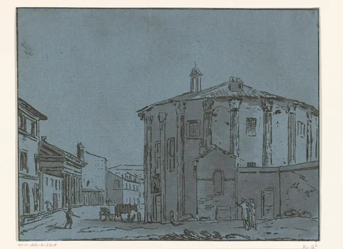 Tempel van Hercules Invictus, Rome by Hermanus Fock, print, 1781-1822