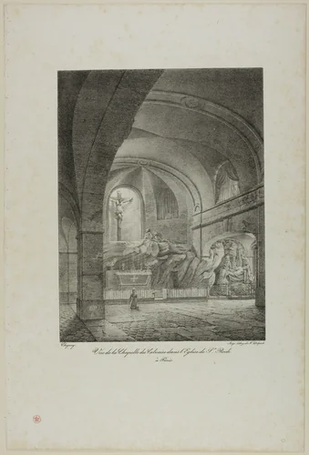 View of the Chapel of Calvary in the Church of St. Roch, Paris by Nicolas Chapuy, print, 1810-1858