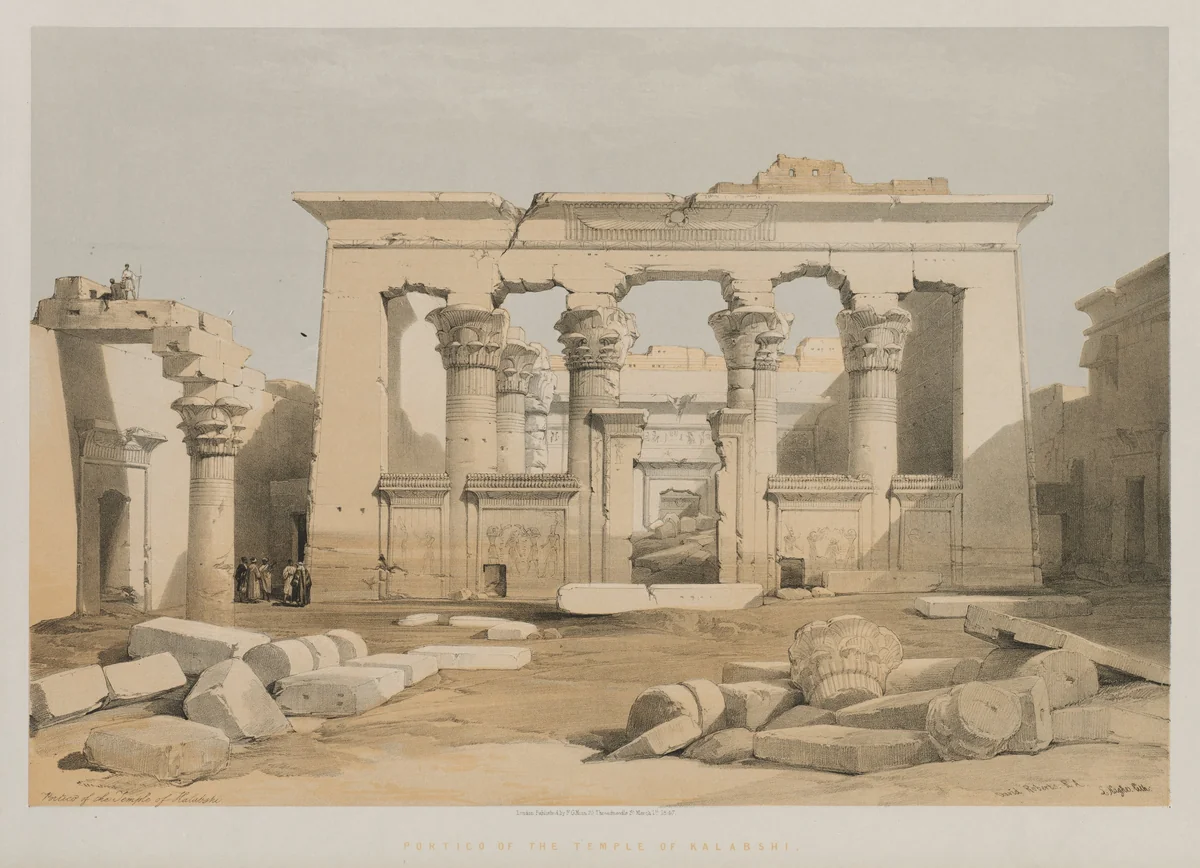 Egypt and Nubia, Volume I: Portico of the Temple of Kalabshe by Louis Haghe, print, 1847