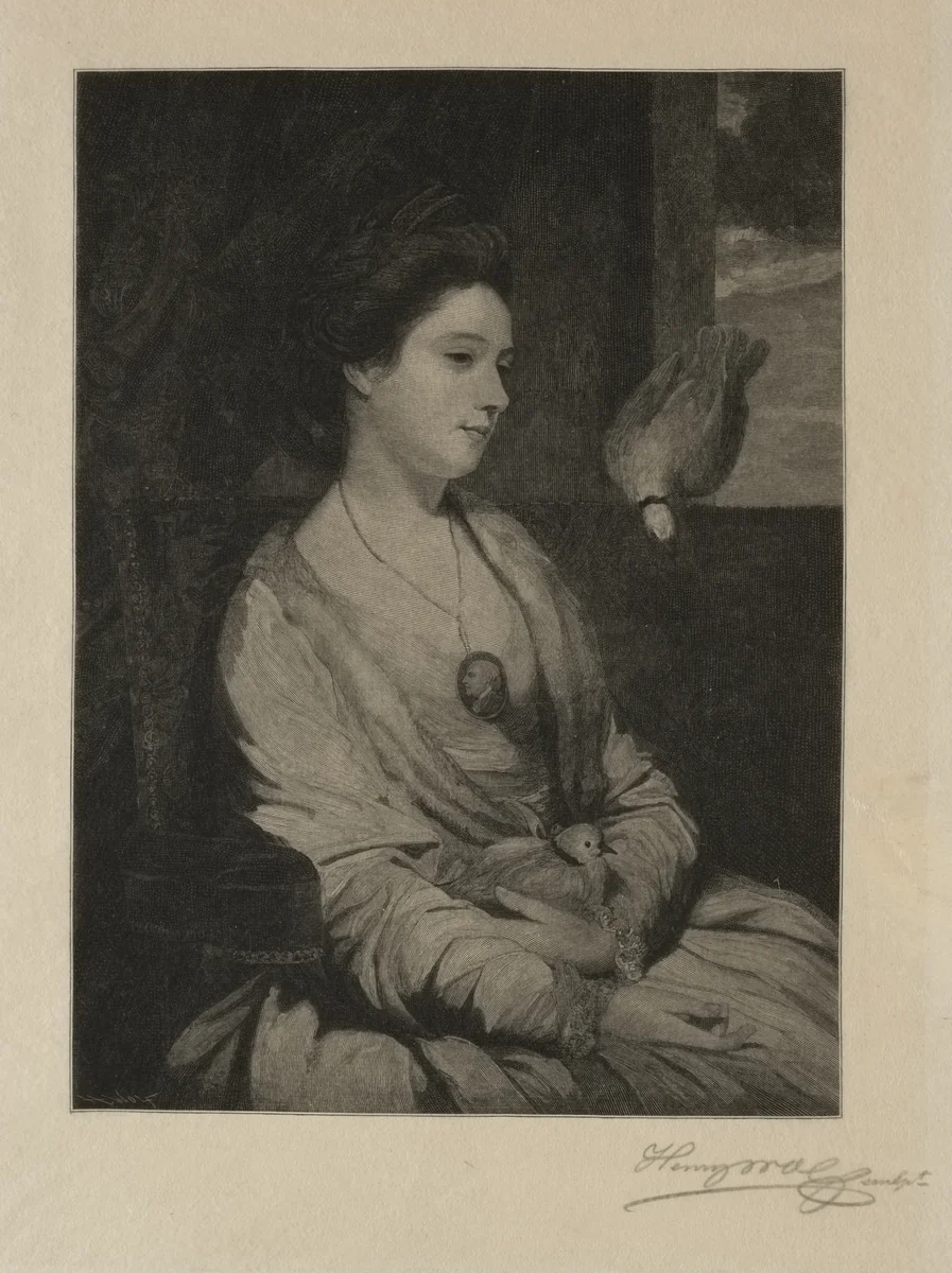 Girl with Doves by Henry Wolf, print