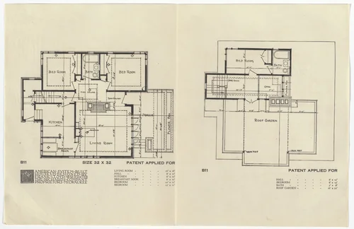 American System-Built Houses for The Richards Company project, Milwaukee, Wisconsin (Plans) by Frank Lloyd Wright, architecture, 1915