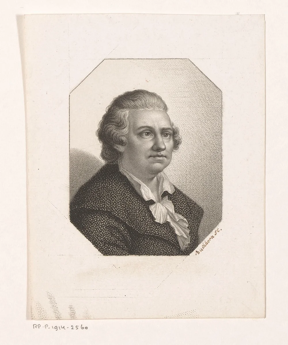 Portret van Johann Carl August Musäus by Ludwig Buchhorn, print, 1818-1832