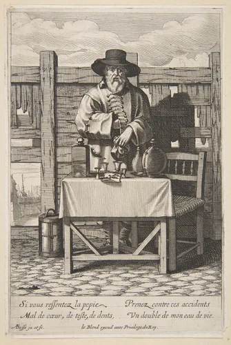 Brandy or Cure Seller, plate 3 from "Cries of Paris" (Les Cris de Paris) by Abraham Bosse, print, 1630-1676