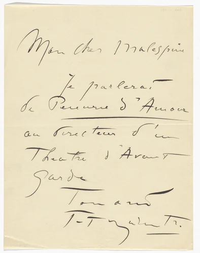 Letter to Émile Malespine from Marinetti by Filippo Tommaso Marinetti, design