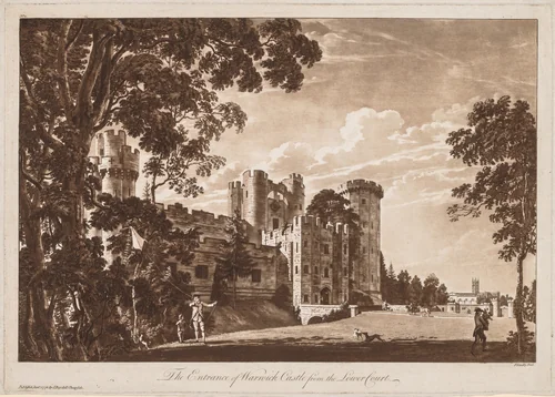 Views of Warwick Castle: The Entrance of Warwick Castle from the Lower Court by Paul Sandby, print, 1776