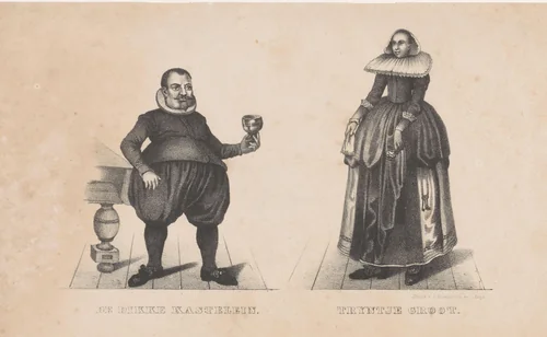 Dikke kastelein en Trijntje Groot by anonymous, print, 1842-1887