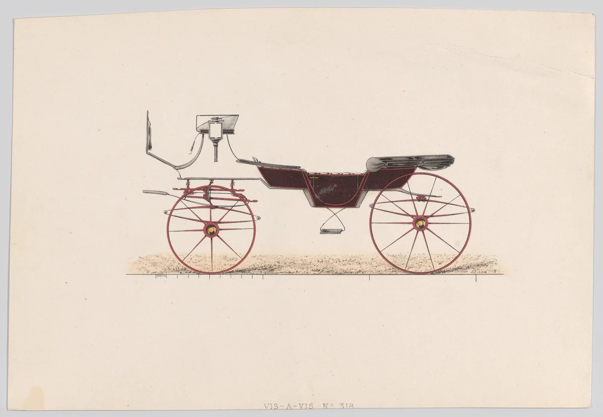 Design for Vis-A-Vis Carriage by anonymous, print, 1865-1875