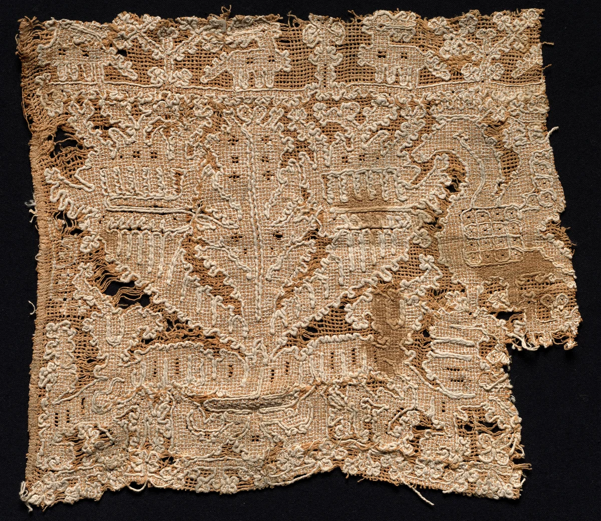 Fragment with Animal and Vegetal Motifs by Unknown, textile, 1500-1599