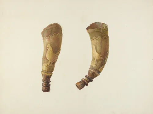 Powder Horn by Cora Parker, index of american design, 1940