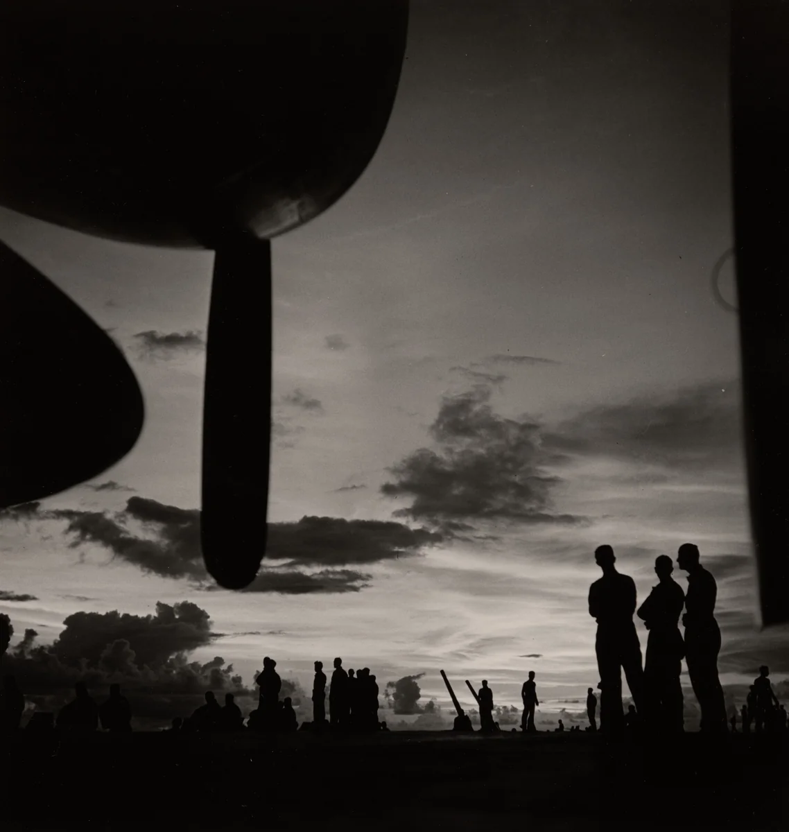 Sunset on the USS Saratoga, Watching for Japanese Kamikazes by Wayne Miller, photograph, 1943
