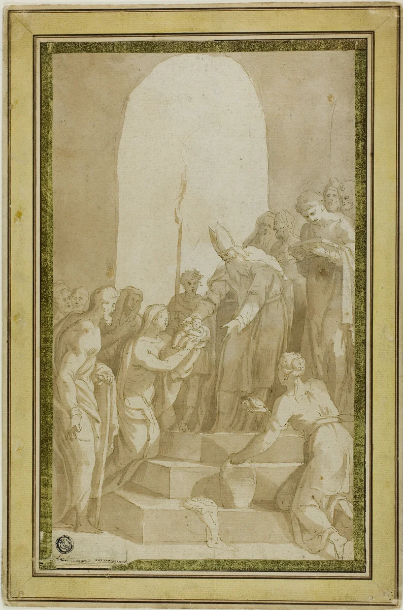 Study for the Presentation of the Christ Child in the Temple by Giuseppe Porta, drawing, 1540-1575