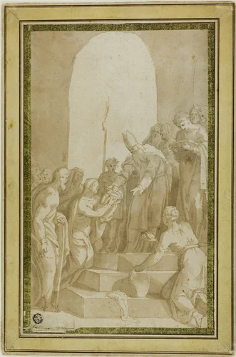 Study for the Presentation of the Christ Child in the Temple by Giuseppe Porta, drawing, 1540-1575