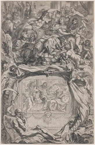 France Crowned with Victory by Louis XIV by François Verdier, print, 1690