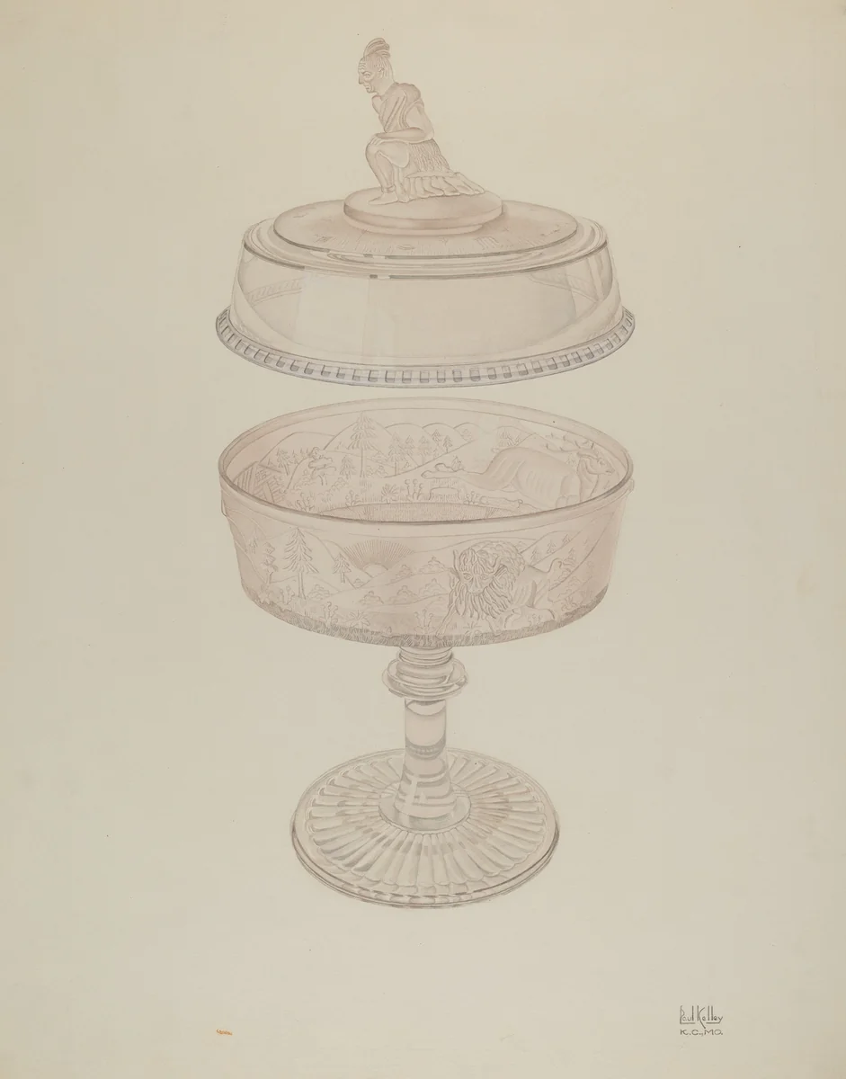 "Westward Ho" Compote by Paul Kelly, index of american design, 1935-1942