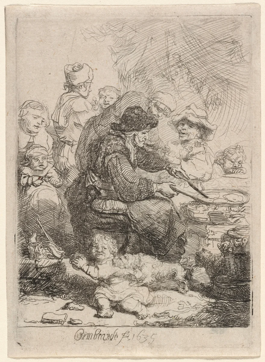 The Pancake Woman by Rembrandt van Rijn, print, 1635