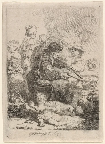 The Pancake Woman by Rembrandt van Rijn, print, 1635
