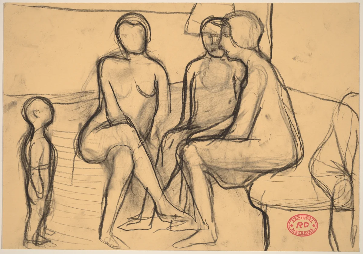 Untitled [study of seated figures and standing child] by Richard Diebenkorn, drawing, 1955-1967