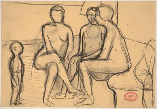 Untitled [study of seated figures and standing child] by Richard Diebenkorn, drawing, 1955-1967