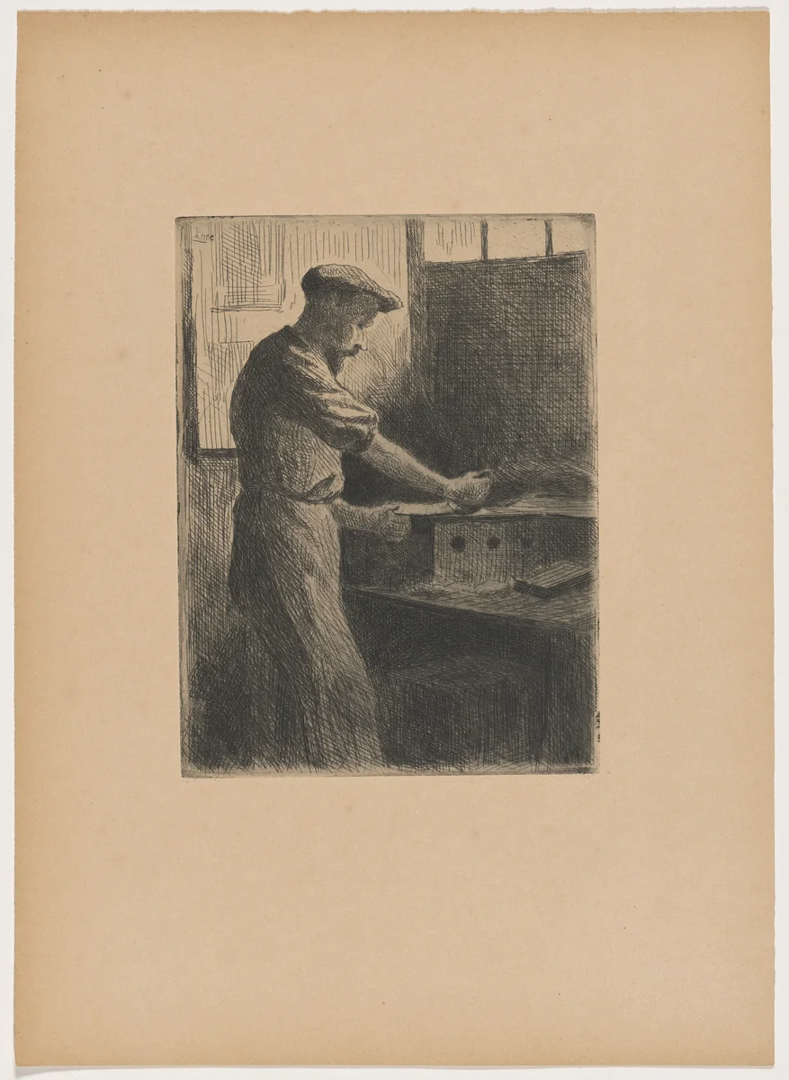 Auguste Delâtre au travail (Auguste Delâtre at Work) by Maximilien Luce, print, 1895
