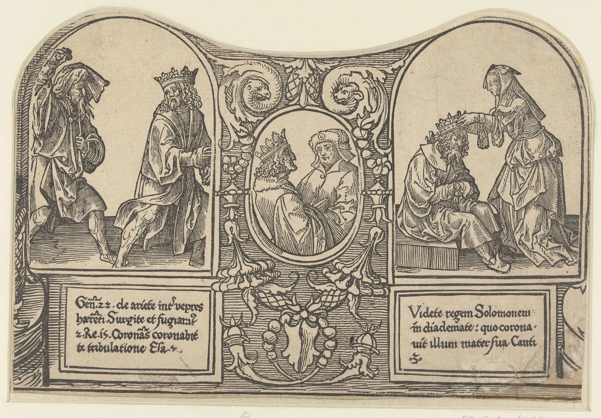 David vlucht voor Simi en Apamene neemt de kroon af van Darius by Unknown, print, 1518-1522