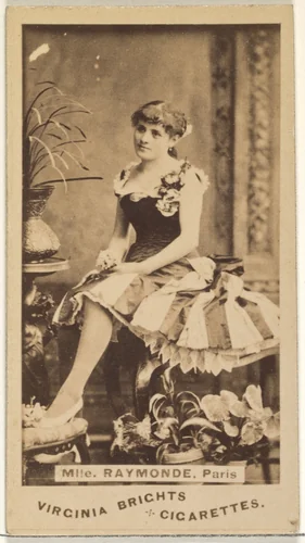 Mlle. Raymonde, Paris, from the Actors and Actresses series (N45, Type 1) for Virginia Brights Cigarettes by Allen & Ginter, photograph, 1885-1891