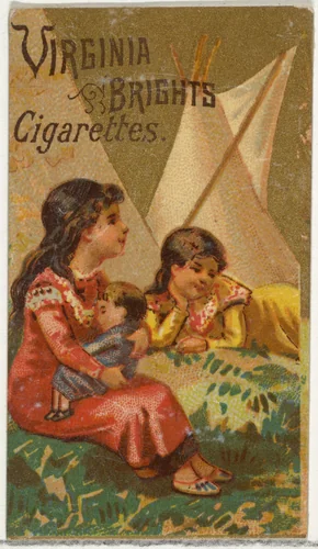 From the Girls and Children series (N64) promoting Virginia Brights Cigarettes for Allen & Ginter brand tobacco products by Allen & Ginter, print, 1886