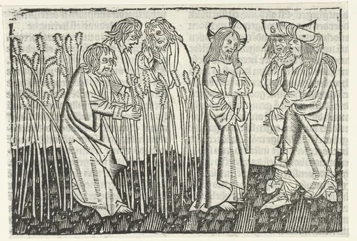 De discipelen plukken en eten aren op de sabbat by Unknown, print, 1480-1500