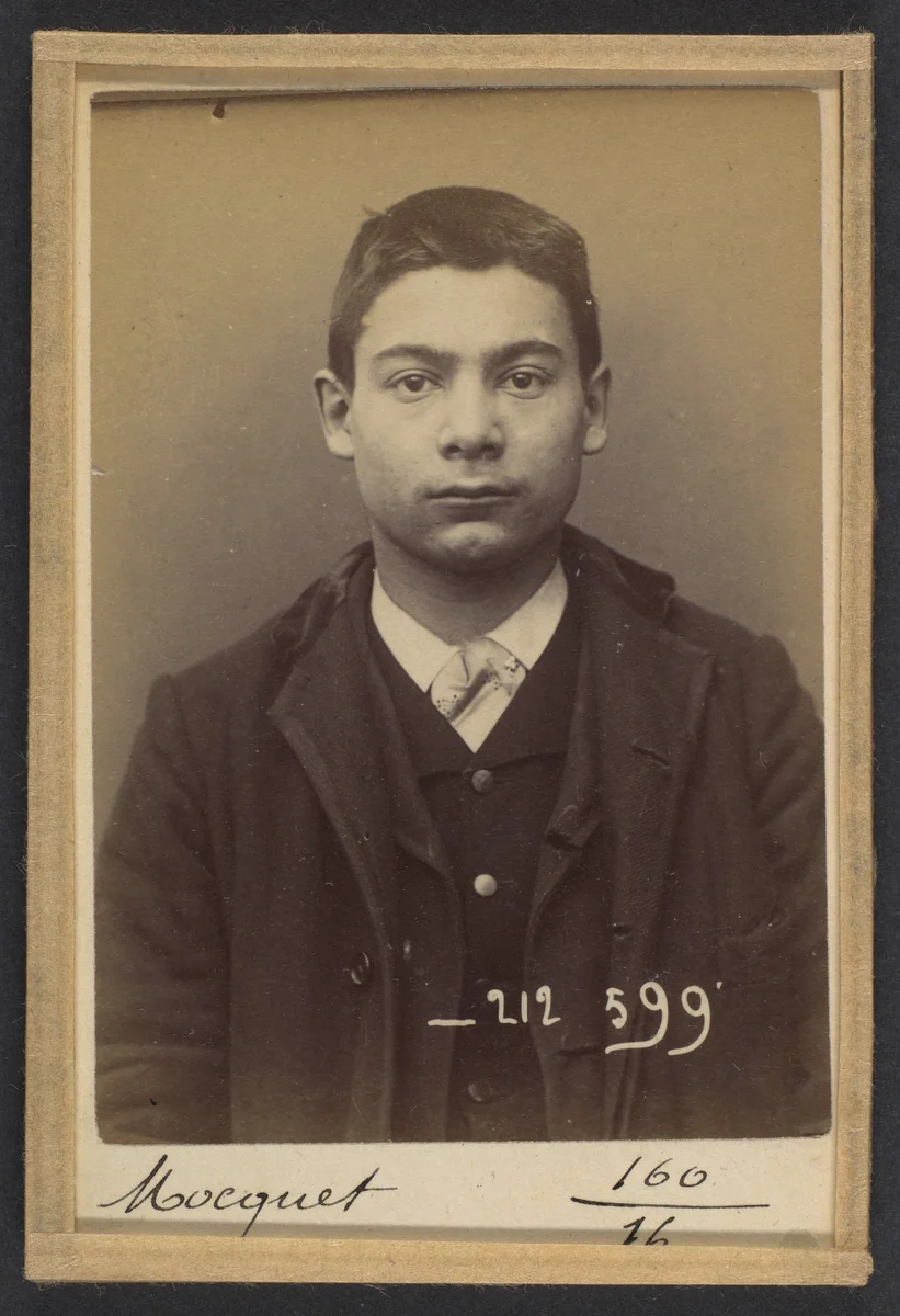 Mocquet. Georges, Gustave. 17 ans, né le 17/5/76 à Paris IXe. Tapissier. Anarchiste. 6/1/94. by Alphonse Bertillon, photograph, 1894