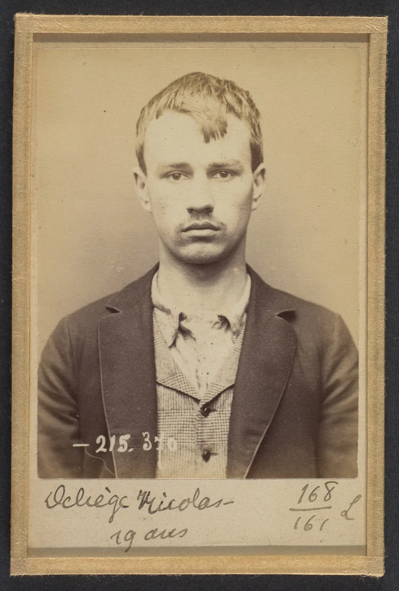 Deliège. Nicolas, François. 19 ans, né à Ixelles (Belgique). Tailleur d'habits. Anarchiste. 9/3/94. by Alphonse Bertillon, photograph, 1894