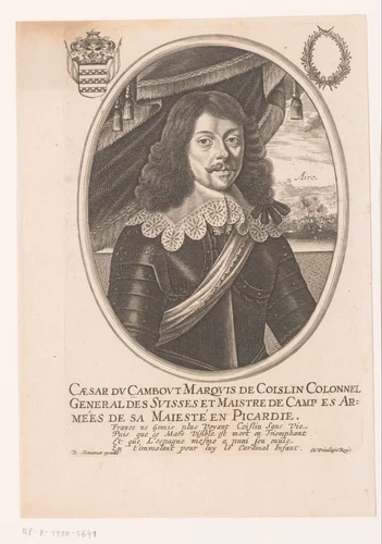 Portret van César du Cambout by anonymous, print, 1633-1668