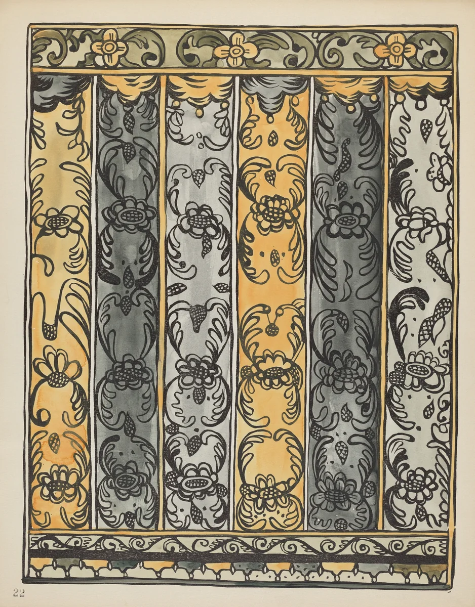 Plate 22: Wall Decoration, Laguna: From Portfolio "Spanish Colonial Designs of New Mexico" by American 20th Century, index of american design, 1935-1942