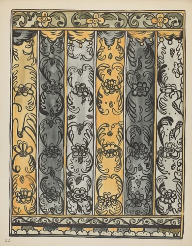 Plate 22: Wall Decoration, Laguna: From Portfolio "Spanish Colonial Designs of New Mexico" by American 20th Century, index of american design, 1935-1942