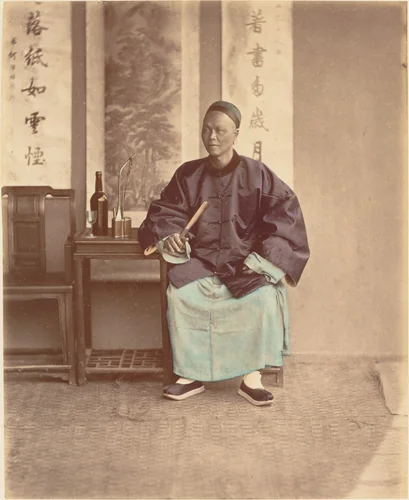 [Seated Chinese Woman with Fan] by Raimund von Stillfried, photograph, 1870-1879