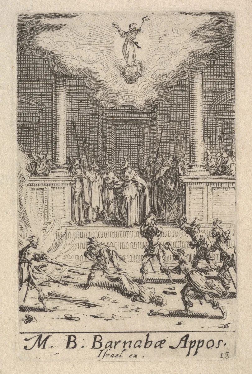 Martyrdom of Saint Barnabas, from "The Little Apostles" (Les Petits Apôtres) by Jacques Callot, print, 1632