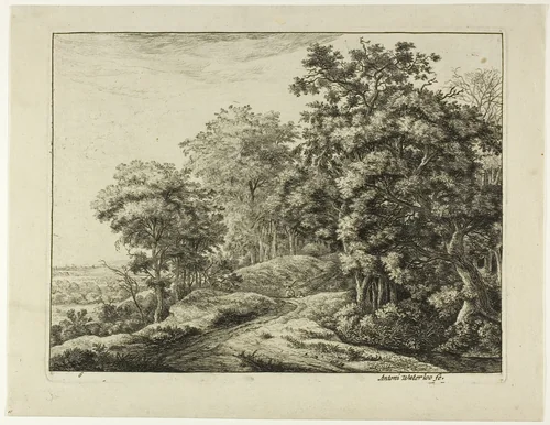 Two Men in the Hollow by Anthonie Waterloo, print, 1630-1690