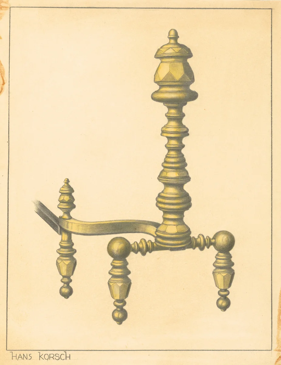 Andiron by Hans Korsch, index of american design, 1935-1942