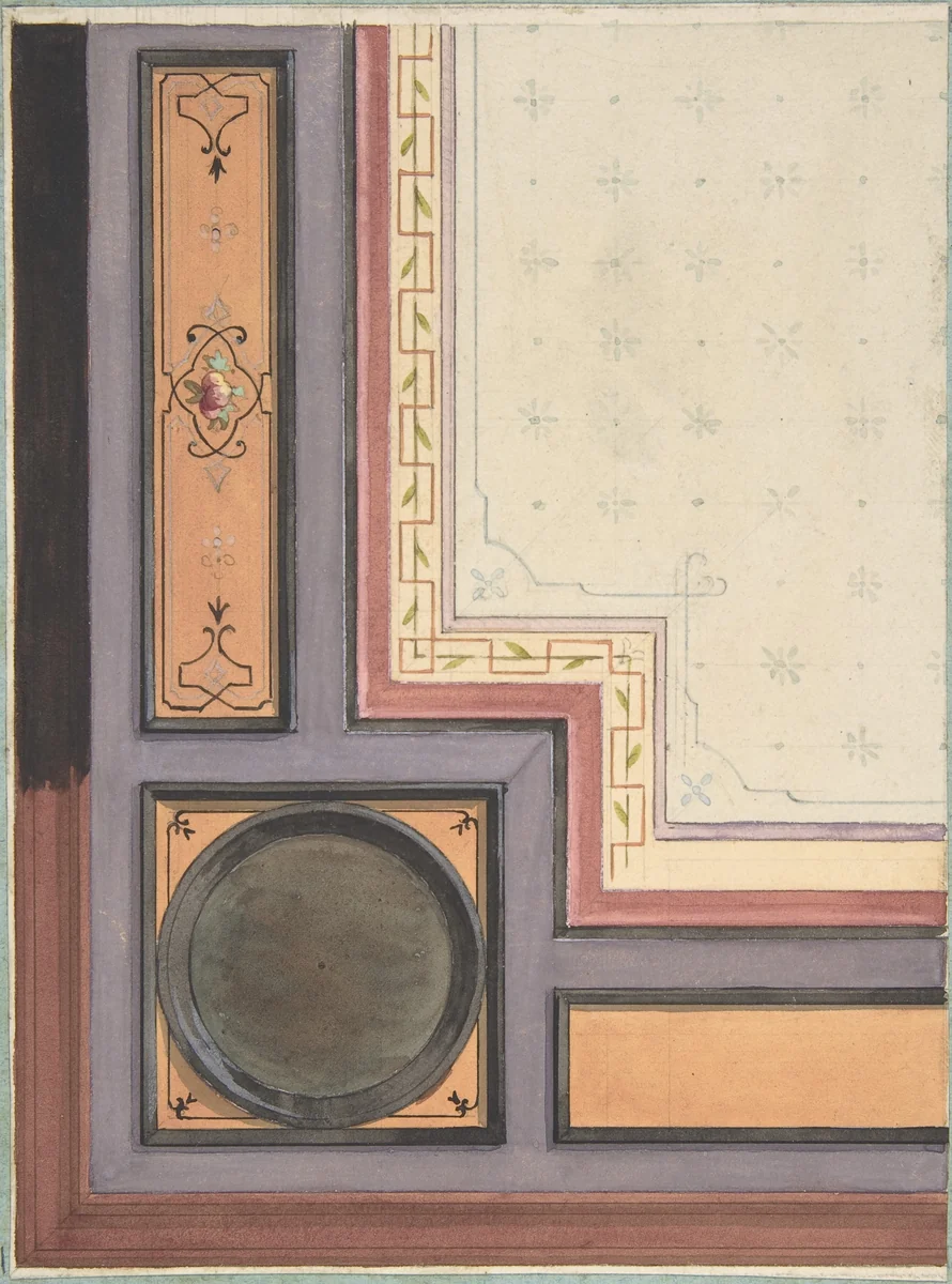 Pompeiian Design for Paneling by Jules-Edmond-Charles Lachaise, drawing, 1850-1900