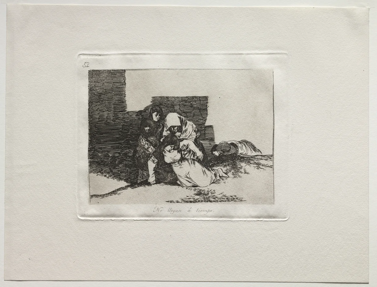 The Horrors of War: They Do Not Arrive In Time by Francisco de Goya, print, 1810-1820