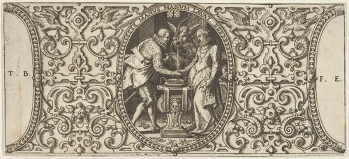 A Couple Shaking Hands, from Grotisch fur alle Kunstler by Theodor de Bry, print, 1580-1600