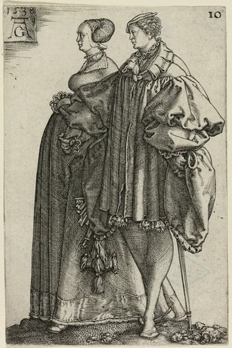 Dancing Couple, plate ten from The Large Wedding-Dancers by Heinrich Aldegrever, print, 1538
