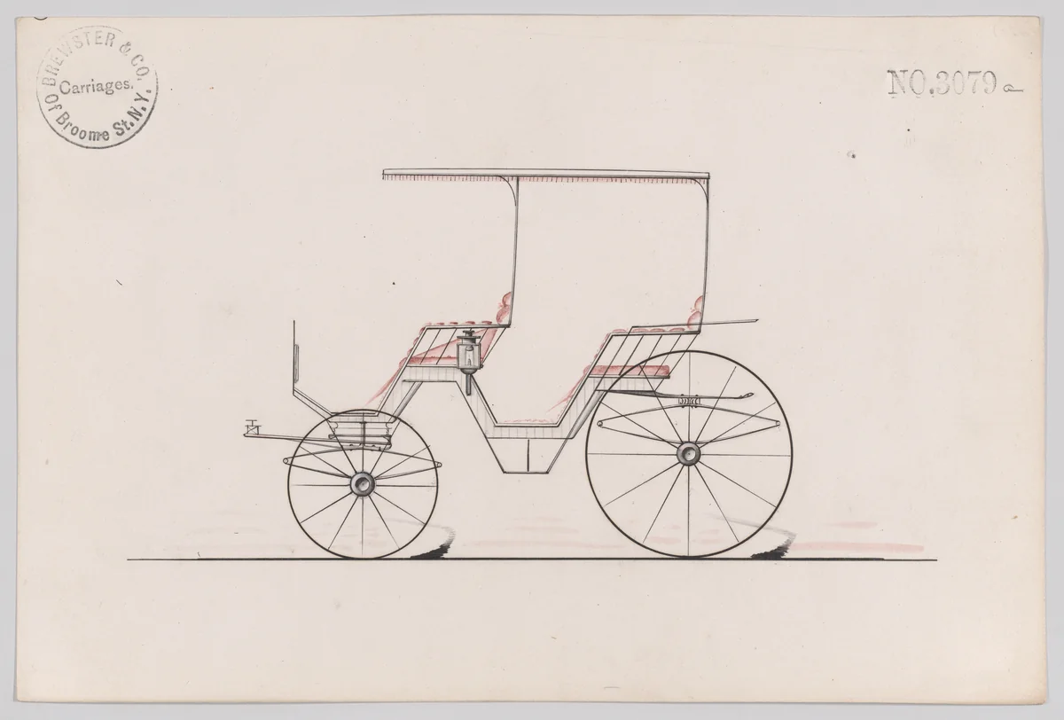Design for Canopy Top Phaeton, no. 3079a by Brewster & Co., drawing, 1874