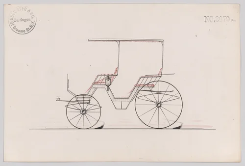 Design for Canopy Top Phaeton, no. 3079a by Brewster & Co., drawing, 1874